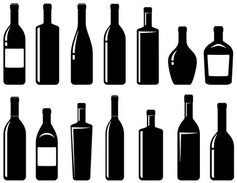 Set of glossy wine bottles Stock Illustration