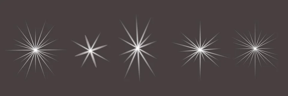 Set of glow, glare, sunlight elements. Stock Illustration