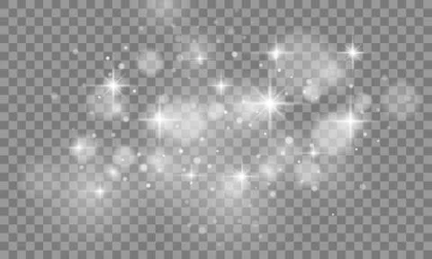 Set of Glow light effect isolated on transparent background. Sun flash with Stock Illustration