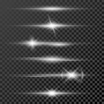 Set of glow light effect stars bursts with sparkles isolated on black Stock Illustration