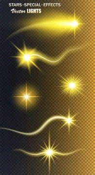 Set of glow light effect stars bursts with sparkles isolated on transparent b Stock-Illustration