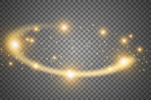 Set glow light effect with white sparks and golden stars shine with special Stock Illustration