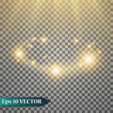 Set glow light effect with white sparks and golden stars shine with special Stock-Illustration