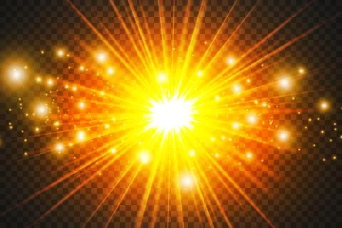 Set glow light effect with white sparks and golden stars shine with special Illustration