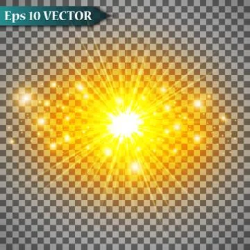 Set glow light effect with white sparks and golden stars shine with special Stock-Illustration