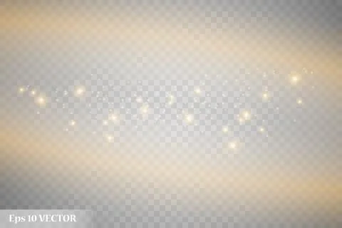 Set glow light effect with white sparks and golden stars shine with special Illustration