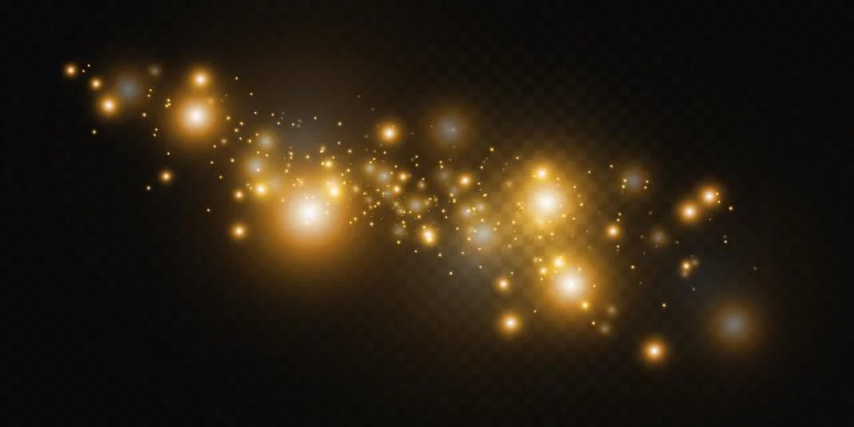 Set glow light effect with white sparks and golden stars shine with special Stock Illustration