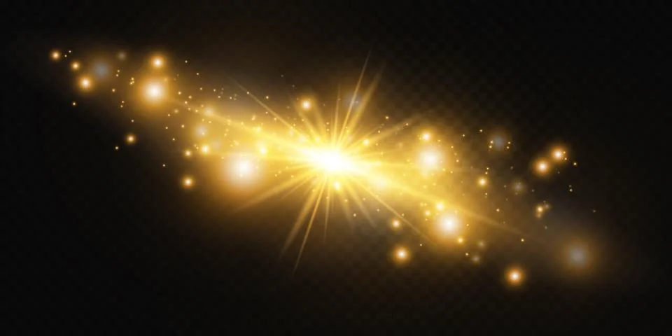 Set glow light effect with white sparks and golden stars shine with special Stock-Illustration