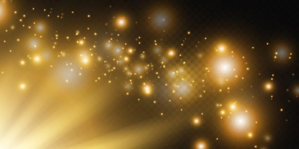 Set glow light effect with white sparks and golden stars shine with special Illustrazione stock