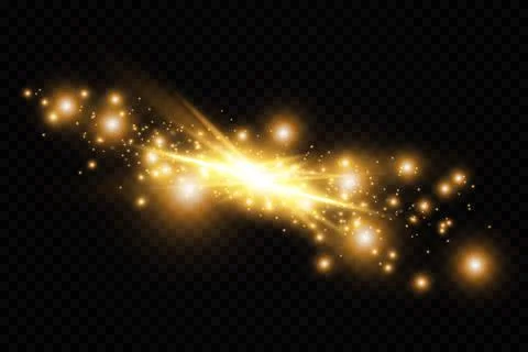 Set glow light effect with white sparks and golden stars shine with special 库存插图