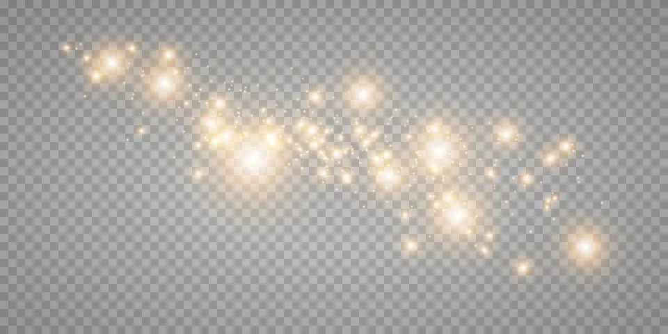 Set glow light effect with white sparks and golden stars shine with special Stock-Illustration