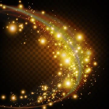 Set glow light effect with white sparks and golden stars shine with special Illustration