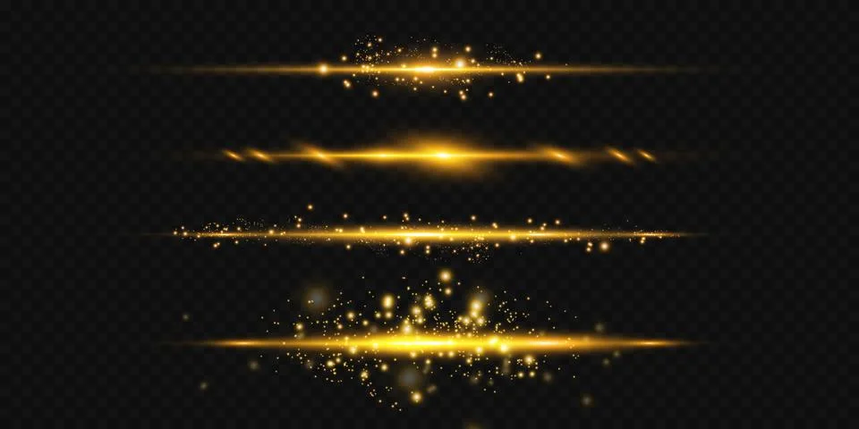 Set glow light effect with white sparks and golden stars shine with special Stock Illustration