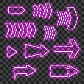 Set of glowing blue purple arrows Stock Illustration