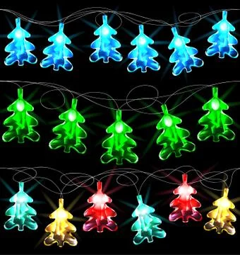 Set of glowing Christmas trees Stock Illustration