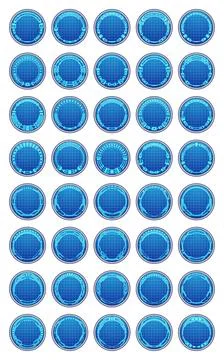 A set of glowing HUD elements. Stock Illustration