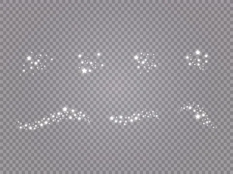 Set of glowing light effects with many glitter particles isolated on a Stock Illustration