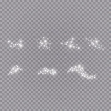 Set of glowing light effects with many glitter particles isolated on a Stock Illustration