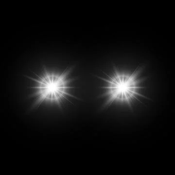 Set of glowing light effects with transparency isolated on black background.  Stock-Illustration