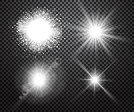 Set of glowing lights effects with transparency Stock Illustration