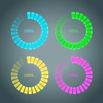 Set of glowing preloaders Illustrazione stock