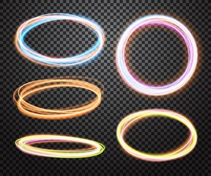 Set of glowing transparent circles. Light effects Stock Illustration