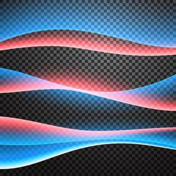 Set of glowing waves. Transparent light effects Stock Illustration