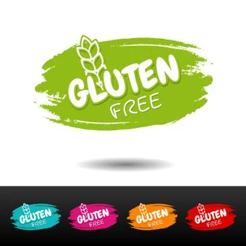 Set of Gluten free badges. Vector hand drawn labels. Stock Illustration