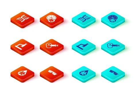 Set GMO, Laboratory glasses, Microscope, Genetically modified meat, orange an Illustrazione stock