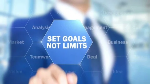 Set Goals Not Limits, Man Working on Holographic Interface, Visual Screen Stock Footage