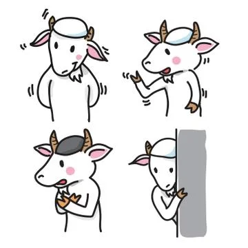 Set of Goat Cartoon Characters, group 3 - Vector Illustration Stock Illustration