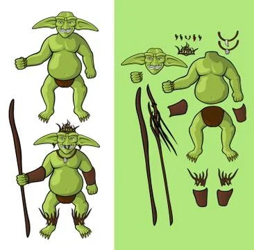 Set of goblins v1. Goblin Shaman Stock Illustration