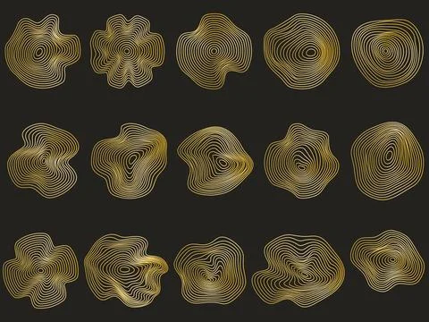 Set of gold abstract shapes Ilustração Stock