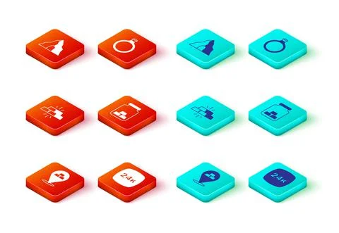 Set Gold bars, 24k, ring and mine icon. Vector Ilustração Stock