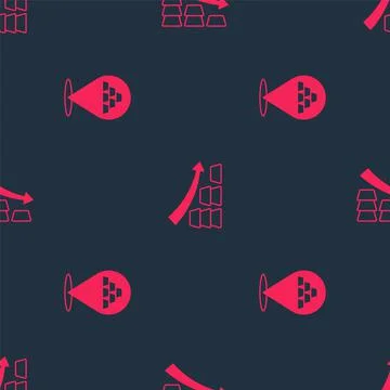 Set Gold bars and Falling arrow with gold on seamless pattern. Vector Stock Illustration