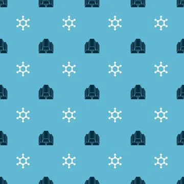Set Gold bars and Hexagram sheriff on seamless pattern. Vector Stock Illustration