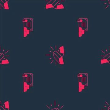 Set Gold bars with certificate and on seamless pattern. Vector Illustrazione stock