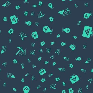 Set Gold bars, with certificate, mining and  on seamless pattern. Vector 스톡 일러스트