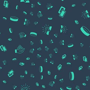 Set Gold bars, in hand and ring on seamless pattern. Vector Stock Illustration