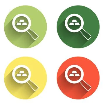 Set Gold bars icon isolated with long shadow background. Banking business c.. Stock Illustration