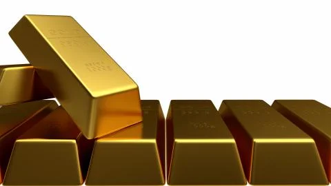 Set of gold bars isolated for adv or others purpose use Ilustración de archivo