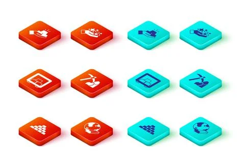 Set Gold bars, Safe with gold, mining, mine and icon. Vector Illustrazione stock