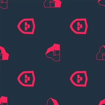 Set Gold bars with shield and mine on seamless pattern. Vector 스톡 일러스트