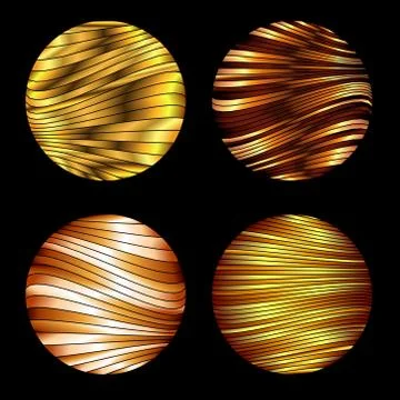Set of gold brushed round elements - vector illustration Illustrazione stock