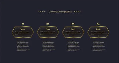 Set of Gold button on the luxury option banners design on dark background an Stock Illustration