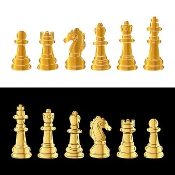 Set of gold chess pieces. Vector illustration Stock Illustration