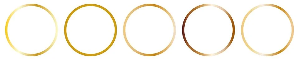 Set of gold circle frames, vector illustration. Stock Illustration