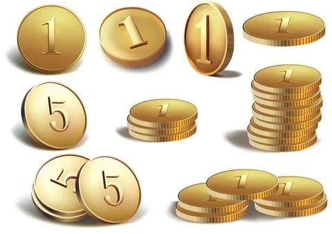Set of Gold Coins Stock Illustration
