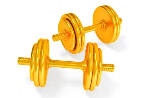 Set of gold dumbells Stock Illustration