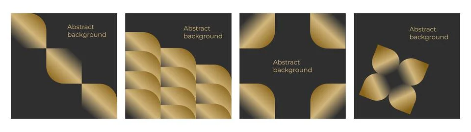 Set with gold elements. Dark with gold abstract patterns. イラスト素材